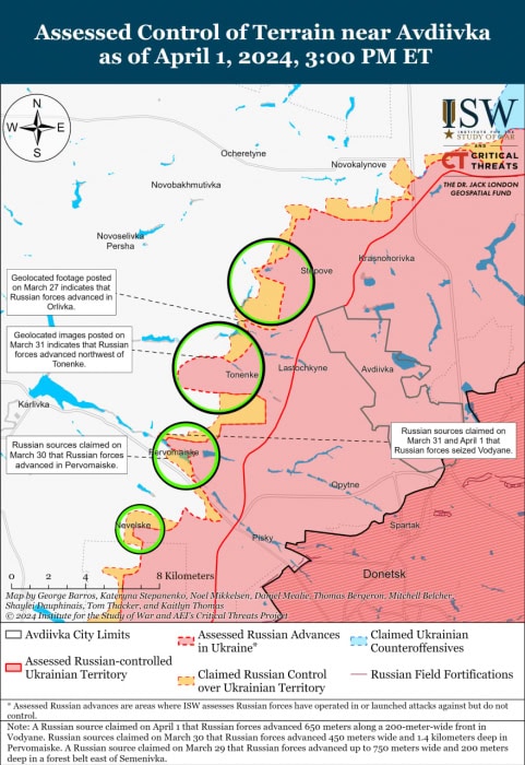 Карта боевых действий на Украине 2 апреля. Источник: understandingwar.org