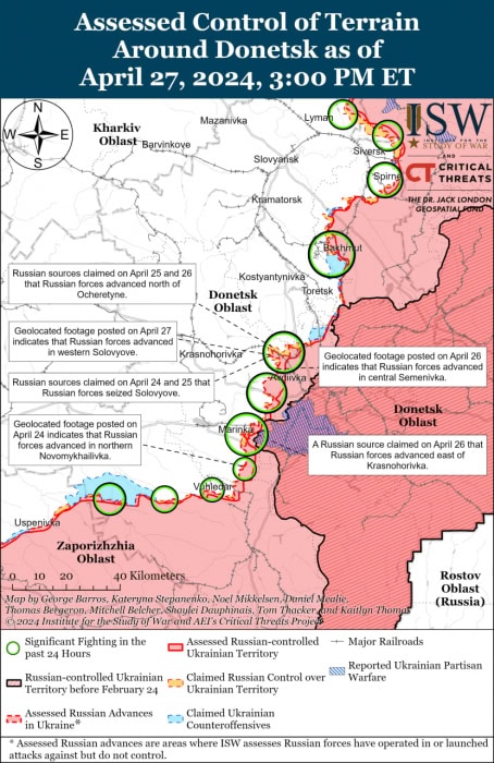 Карта боевых действий на Украине 28 апреля.