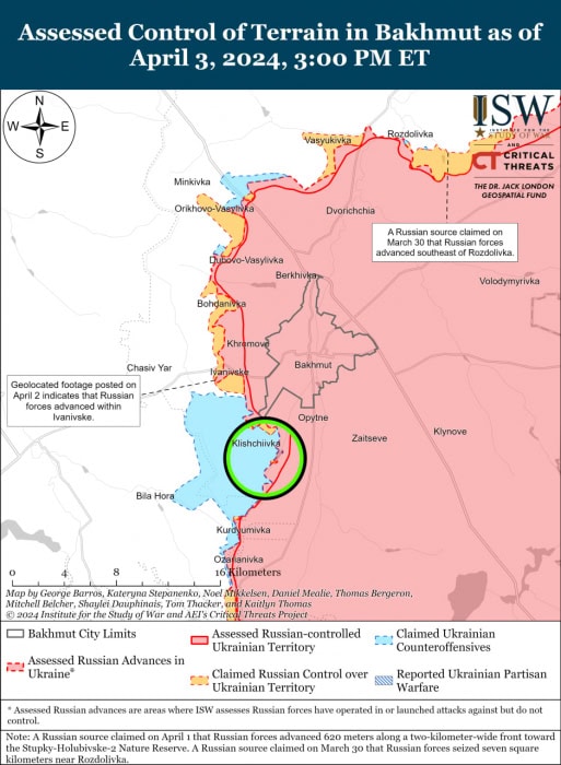 Карта боевых действий на Украине 4 апреля. Источник: understandingwar.org