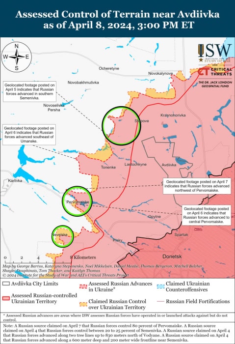 Карта боевых действий на Украине 9 апреля.