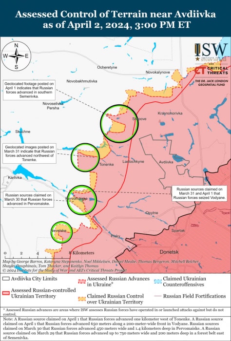 Карта боевых действий на Украине 3 апреля. Источник: understandingwar.org