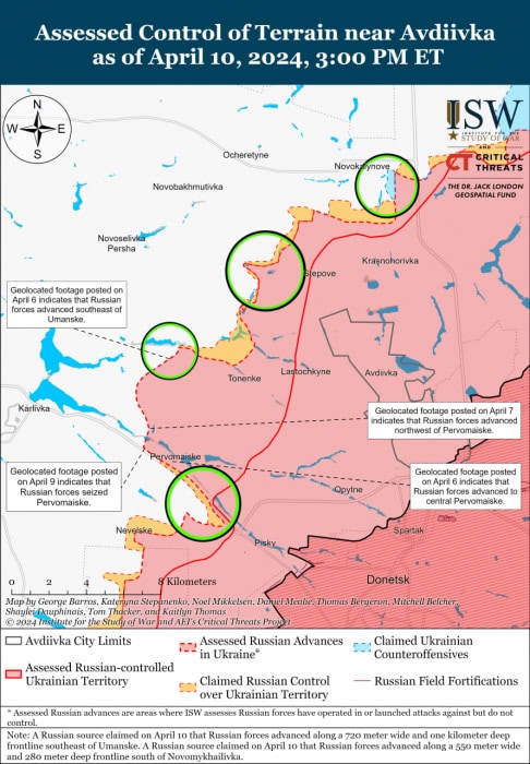Карта боевых действий на Украине 11 апреля.