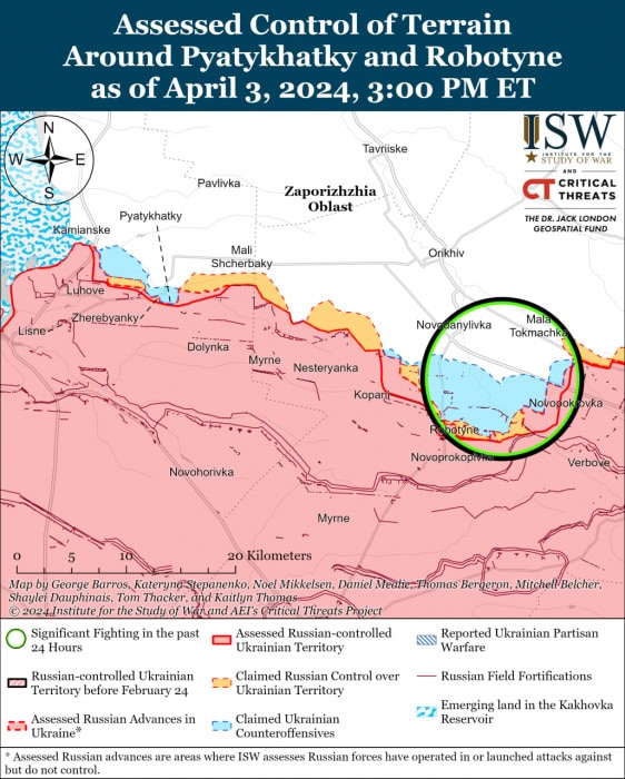 Карта боевых действий на Украине 4 апреля. Источник: understandingwar.org