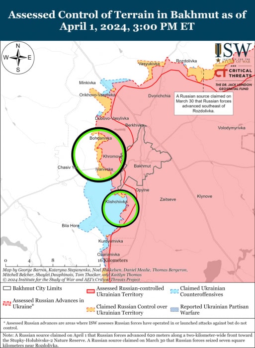 Карта боевых действий на Украине 2 апреля. Источник: understandingwar.org