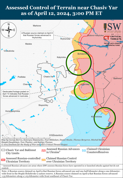 Карта боевых действий на Украине 13 апреля.