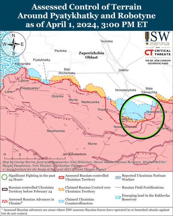 Карта боевых действий на Украине 2 апреля. Источник: understandingwar.org