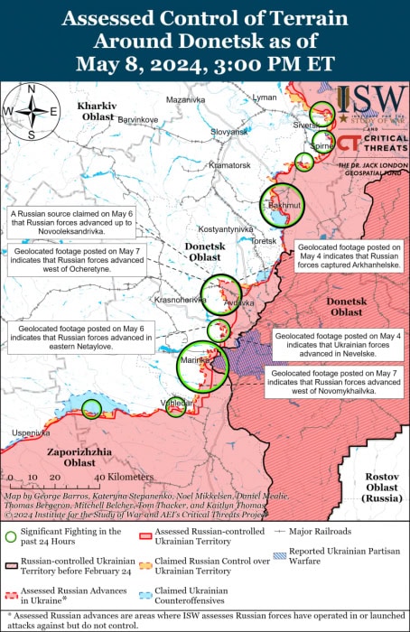 Карта боевых действий на Украине 9 мая.