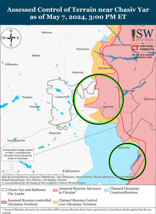 Карта боевых действий на Украине 8 мая.