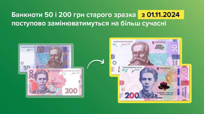 В Украине изымут из обращения некоторые банкноты номиналом 50 и 200 гривен